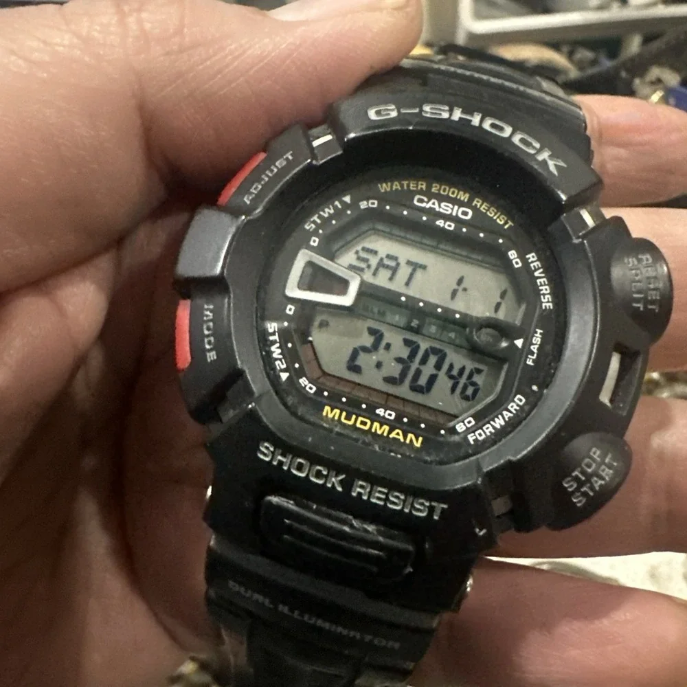 Working VTG Casio G-Shock Mudman G-9000 46mm Digital Mens Watch-EVERYTHING WORKS